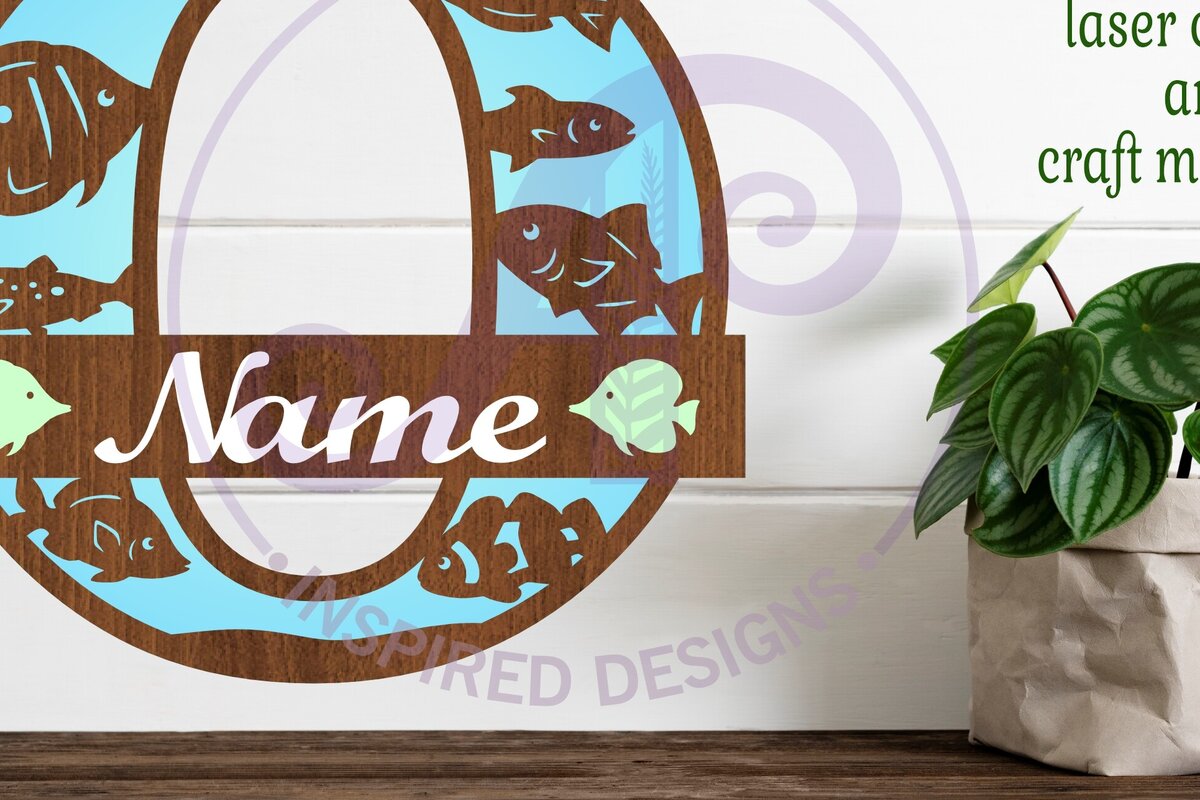 Intra απο ξύλο plywood 3mm-4mm πάχος - Μονόγραμμα Fish Capital Letter O  Δίασταση 30x20 cm INTRAFABR-106108021