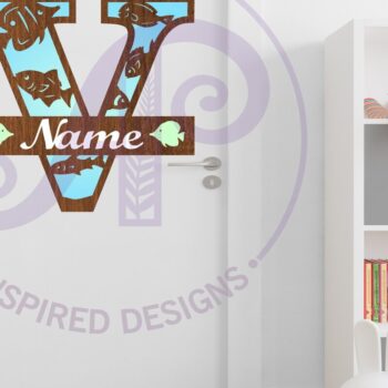 Intra απο ξύλο plywood 3mm-4mm πάχος - Μονόγραμμα Fish Capital Letter V  Δίασταση 30x20 cm INTRAFABR-106108229 - Image 2