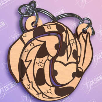 Intra απο ξύλο plywood 3mm-4mm πάχος - Σχέδιο κοπής με λέιζερ Μπρελόκ Ζευγάρι Ψαριών Δίασταση 4x4 cm INTRAFABR-96573389 - Image 1