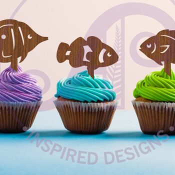 Intra απο ξύλο plywood 3mm-4mm πάχος - Fish Cupcake Topper  Laser Δίασταση 30x20 cm INTRAFABR-107059547 - Image 1
