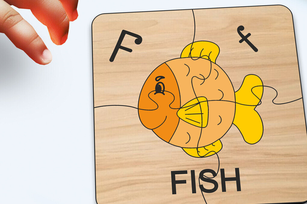 Intra απο ξύλο plywood 3mm-4mm πάχος - Fish Kid Puzzle Baby Game Child Play  Δίασταση 20x20 cm INTRAFABR-117738809