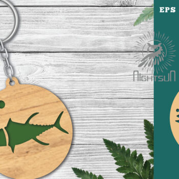 Intra απο ξύλο plywood 3mm-4mm πάχος - Μπρελόκ με λέιζερ ψαριού 2 Δίασταση 4x4 cm INTRAFABR-120094634 - Image 1