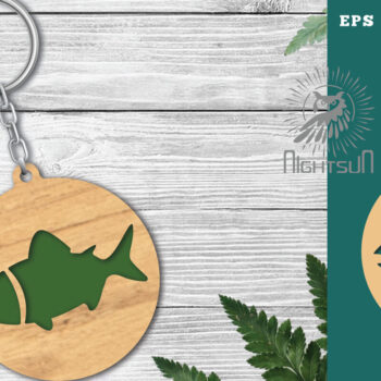 Intra απο ξύλο plywood 3mm-4mm πάχος - Μπρελόκ Fish Laser Cut 6 Δίασταση 4x4 cm INTRAFABR-120094729 - Image 1