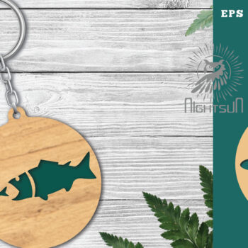 Intra απο ξύλο plywood 3mm-4mm πάχος - Μπρελόκ με λέιζερ ψαριού 9 Δίασταση 4x4 cm INTRAFABR-120094841 - Image 1