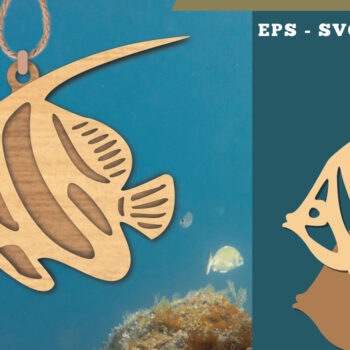 Intra απο ξύλο plywood 3mm-4mm πάχος - Στολίδι κοπής με λέιζερ ψαριών  1 Δίασταση 6x6 cm INTRAFABR-111826784 - Image 1