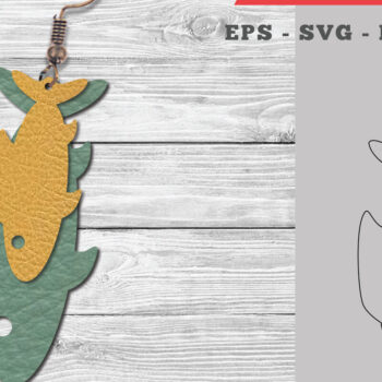 Intra απο ξύλο plywood 3mm-4mm πάχος - Σχέδιο σκουλαρίκι από δέρμα ψαριού Δίασταση 3x3 cm INTRAFABR-106333481 - Image 1