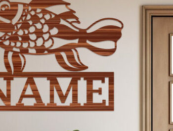 Intra απο ξύλο plywood 3mm-4mm πάχος - Σημάδι ονόματος ψαριού Laser Cut  Δίασταση 30x20 cm INTRAFABR-99617438 - Image 1