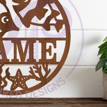 Intra απο ξύλο plywood 3mm-4mm πάχος - Πρότυπο κοπής με λέιζερ  Sign Name Fish Δίασταση 30x20 cm INTRAFABR-98371486 - Image 1