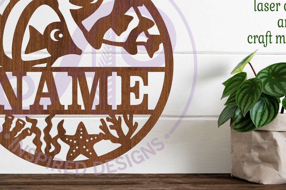 Intra απο ξύλο plywood 3mm-4mm πάχος - Πρότυπο κοπής με λέιζερ  Sign Name Fish Δίασταση 30x20 cm INTRAFABR-98371486