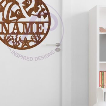 Intra απο ξύλο plywood 3mm-4mm πάχος - Πρότυπο κοπής με λέιζερ  Sign Name Fish Δίασταση 30x20 cm INTRAFABR-98371486 - Image 3