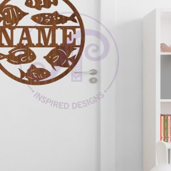 Intra απο ξύλο plywood 3mm-4mm πάχος - Ψάρια με θέμα το όνομα  Laser Δίασταση 30x20 cm INTRAFABR-107725126 - Image 2