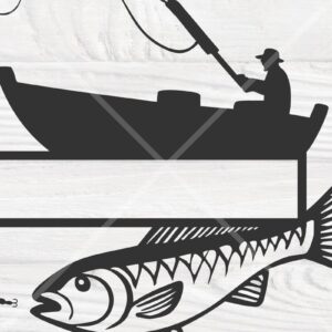 Intra απο ξύλο plywood 3mm-4mm πάχος - Μονόγραμμα Ψαρόβαρκου , Fisherman  Δίασταση 20x20 cm INTRAFABR-125118327