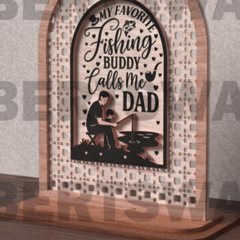 Intra απο ξύλο plywood 3mm-4mm πάχος - Fishing Buddy Calls Me Dad  Δίασταση 20x20 cm INTRAFABR-121719106 - Image 1