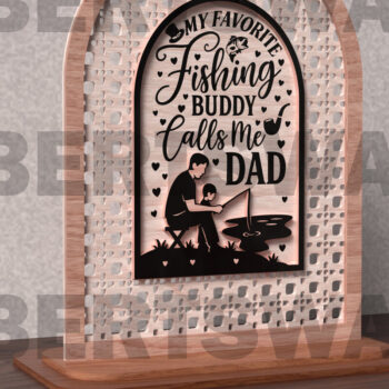 Intra απο ξύλο plywood 3mm-4mm πάχος - Fishing Buddy Calls Me Dad  Δίασταση 20x20 cm INTRAFABR-121719106 - Image 2