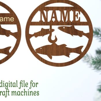 Intra απο ξύλο plywood 3mm-4mm πάχος - Χριστουγεννιάτικο στολίδι Ψαρέματος  Laser Cut Δίασταση 6x6 cm INTRAFABR-77300602 - Image 2