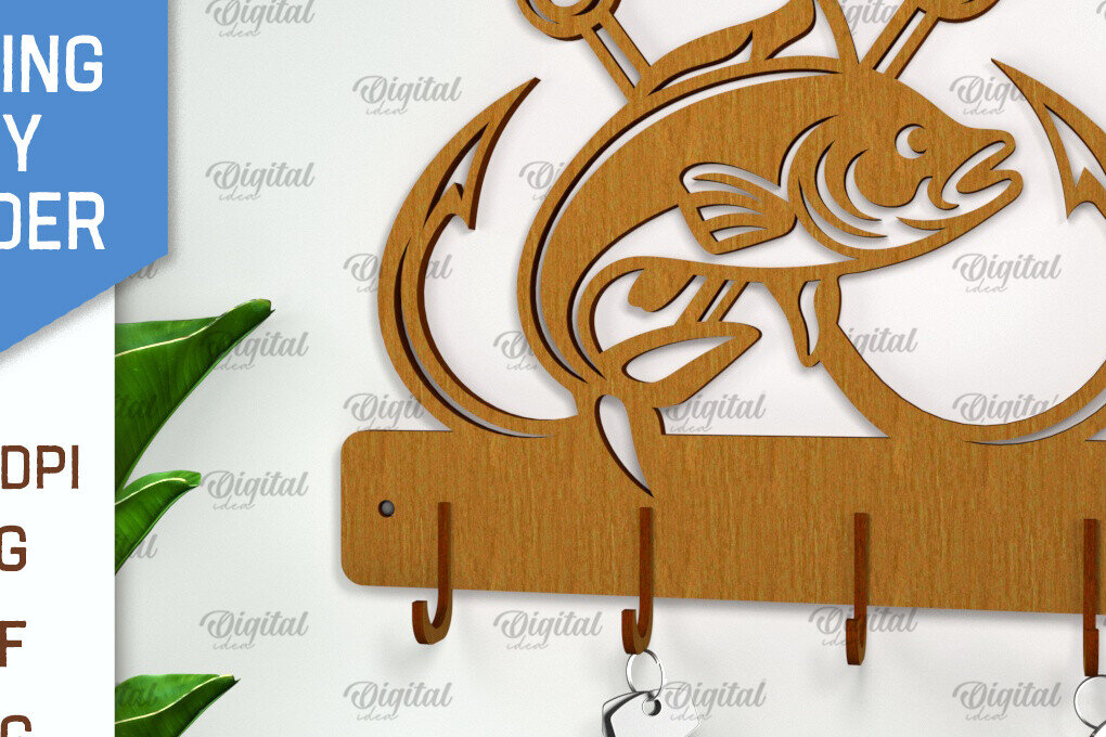 Intra απο ξύλο plywood 3mm-4mm πάχος - Μπρελόκ ψαρέματος . Ψάρια  Δίασταση 4x4 cm INTRAFABR-101517624