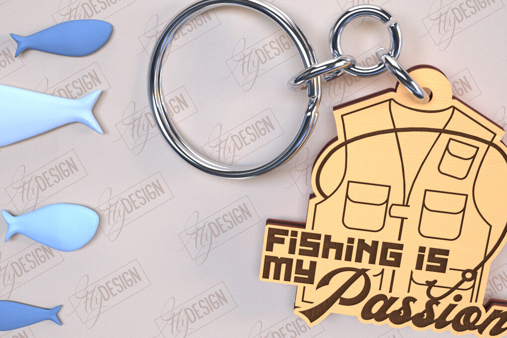 Intra απο ξύλο plywood 3mm-4mm πάχος - Μπρελόκ ψαρέματος | Δώρο Ψαράς | CNC Δίασταση 4x4 cm INTRAFABR-98264413