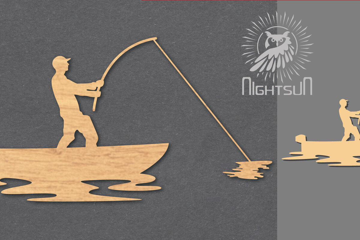 Intra απο ξύλο plywood 3mm-4mm πάχος - Διακόσμηση κοπής με λέιζερ ψαρέματος 2 Δίασταση 20x20 cm INTRAFABR-117110111