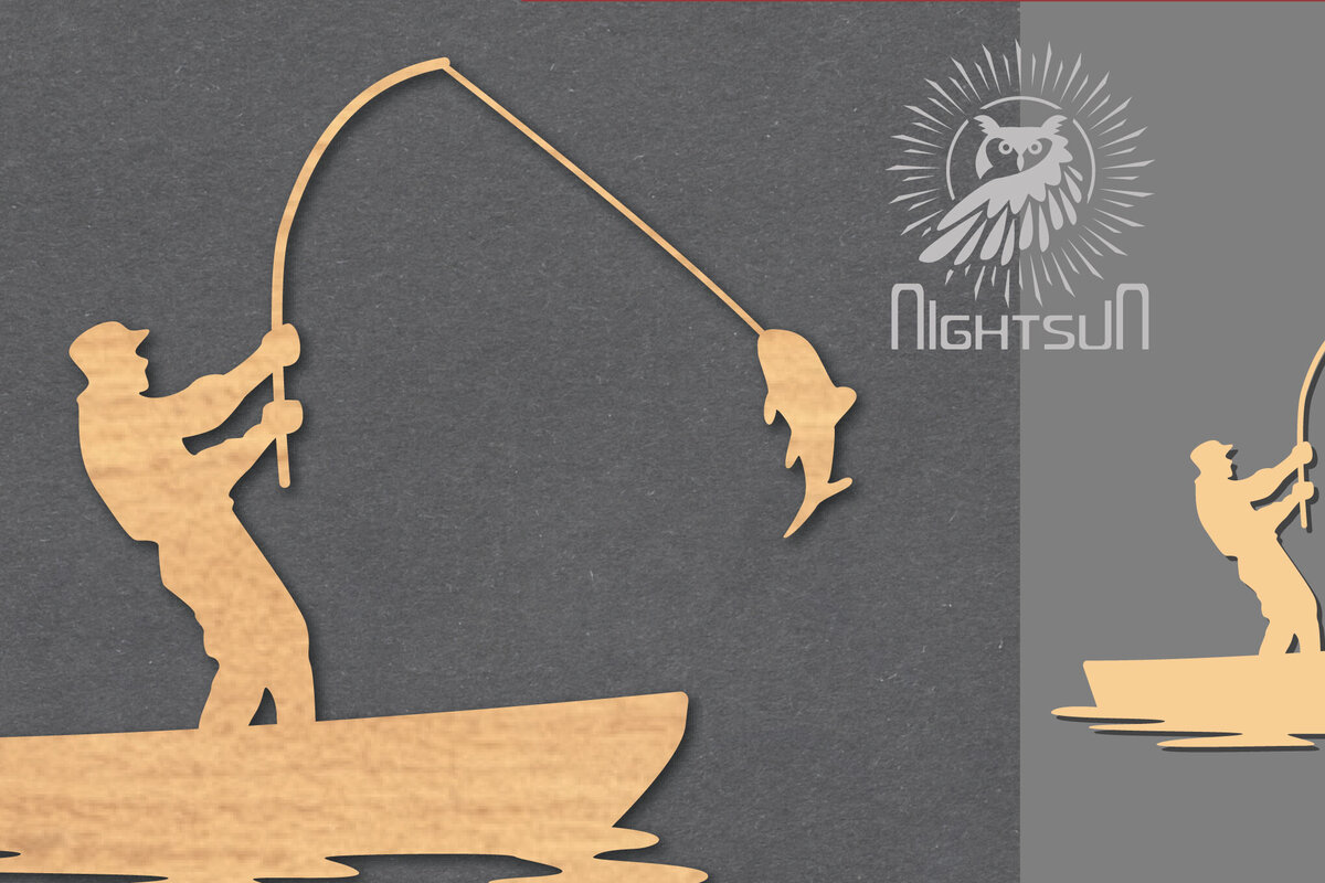 Intra απο ξύλο plywood 3mm-4mm πάχος - Διακόσμηση κοπής με λέιζερ ψαρέματος 4 Δίασταση 20x20 cm INTRAFABR-117110205