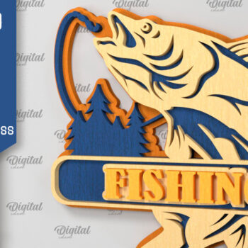 Intra απο ξύλο plywood 3mm-4mm πάχος - Σχέδιο κοπής με λέιζερ με στρώσεις ψαρέματος Δίασταση 30x20 cm INTRAFABR-98995673 - Image 1