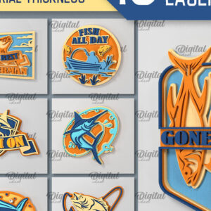 Intra απο ξύλο plywood 3mm-4mm πάχος - Ψάρεμα Layered Signs Δέσμη κοπής με λέιζερ Δίασταση 30x20 cm INTRAFABR-99061272