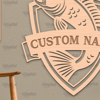 Intra απο ξύλο plywood 3mm-4mm πάχος - Ψάρεμα σημάδι LaserCut. Fishing Decor  Δίασταση 30x20 cm INTRAFABR-98538118 - Image 1