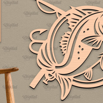 Intra απο ξύλο plywood 3mm-4mm πάχος - Ψάρεμα σημάδι LaserCut. Fishing Decor  Δίασταση 30x20 cm INTRAFABR-98538161 - Image 1