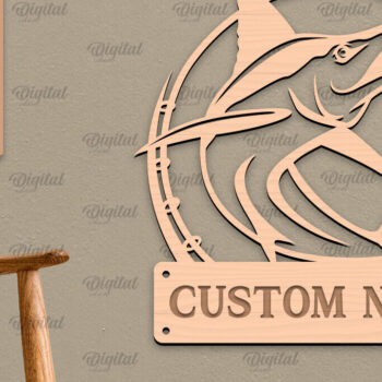 Intra απο ξύλο plywood 3mm-4mm πάχος - Ψάρεμα σημάδι LaserCut. Fishing Decor  Δίασταση 30x20 cm INTRAFABR-98538184 - Image 1