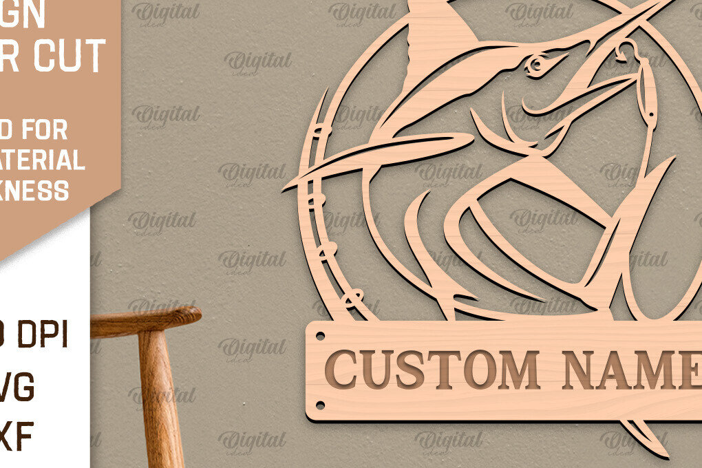 Intra απο ξύλο plywood 3mm-4mm πάχος - Ψάρεμα σημάδι LaserCut. Fishing Decor  Δίασταση 30x20 cm INTRAFABR-98538184
