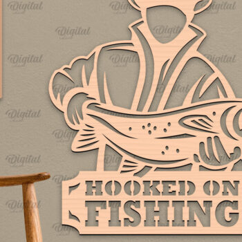 Intra απο ξύλο plywood 3mm-4mm πάχος - Ψάρεμα σημάδι LaserCut. Fishing Decor  Δίασταση 30x20 cm INTRAFABR-98537977 - Image 1