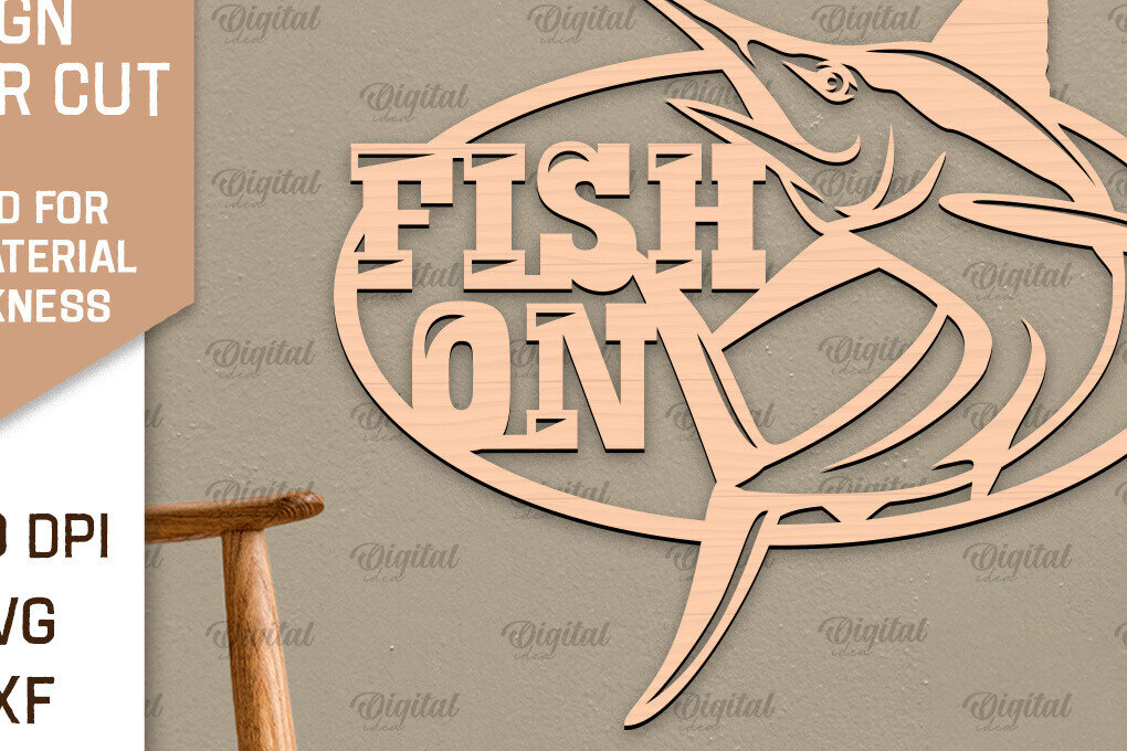 Intra απο ξύλο plywood 3mm-4mm πάχος - Ψάρεμα σημάδι LaserCut. Fishing Decor  Δίασταση 30x20 cm INTRAFABR-98538002