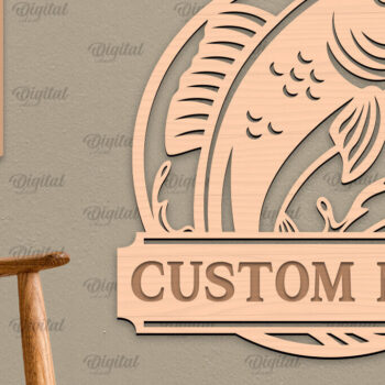 Intra απο ξύλο plywood 3mm-4mm πάχος - Ψάρεμα σημάδι LaserCut. Fishing Decor  Δίασταση 30x20 cm INTRAFABR-98538041 - Image 1