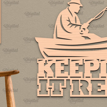Intra απο ξύλο plywood 3mm-4mm πάχος - Ψάρεμα σημάδι LaserCut. Fishing Decor  Δίασταση 30x20 cm INTRAFABR-98538081 - Image 1