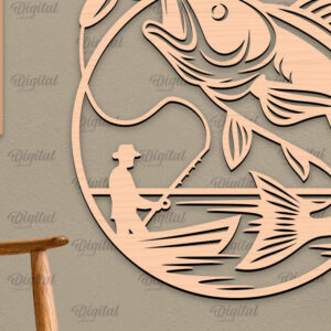 Intra απο ξύλο plywood 3mm-4mm πάχος - Ψάρεμα σημάδι LaserCut. Fishing Decor  Δίασταση 30x20 cm INTRAFABR-98537875