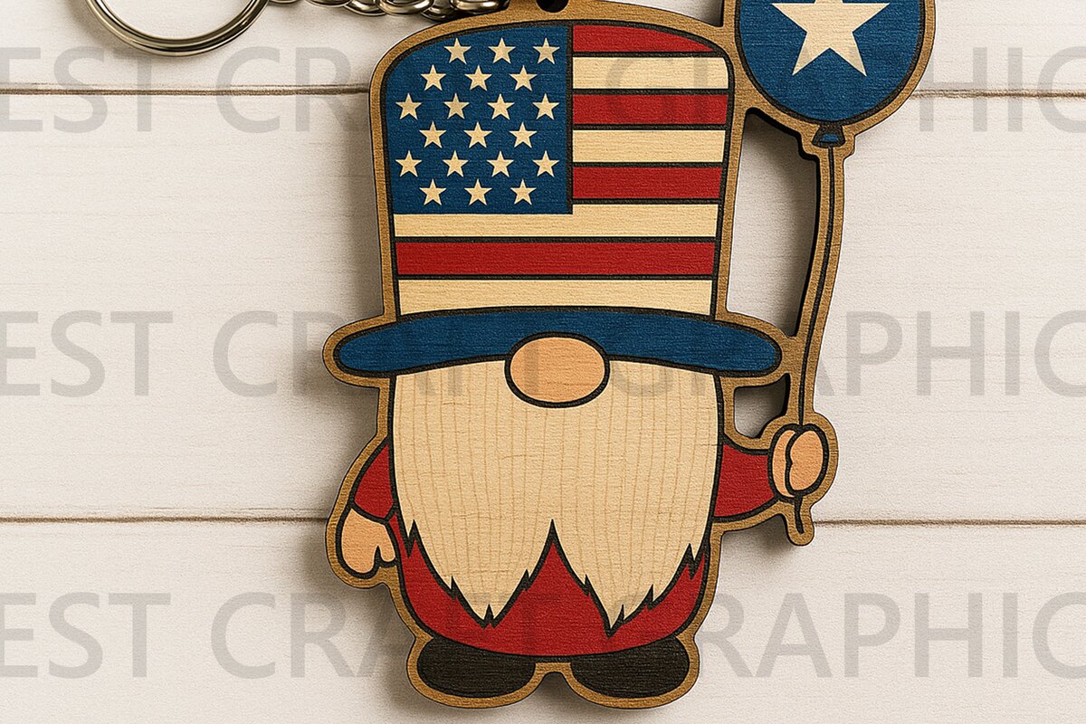 Intra απο ξύλο plywood 3mm-4mm πάχος - Flag Hat Gnome Balloon  Δίασταση 4x4 cm INTRAFABR-122937798