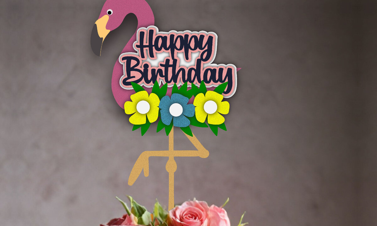 Intra απο ξύλο plywood 3mm-4mm πάχος -  Flamingo Cake Topper  Δίασταση 4x4 cm INTRAFABR-101002793