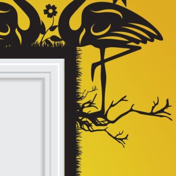 Intra απο ξύλο plywood 3mm-4mm πάχος - Flamingo Door Corner Paper Cut Cut Laser Δίασταση 20x20 cm INTRAFABR-32834139 - Image 1