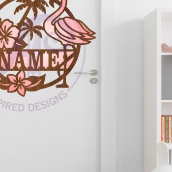 Intra απο ξύλο plywood 3mm-4mm πάχος - Πινακίδα ονόματος Flamingo  Laser Cut Δίασταση 30x20 cm INTRAFABR-99668294 - Image 4