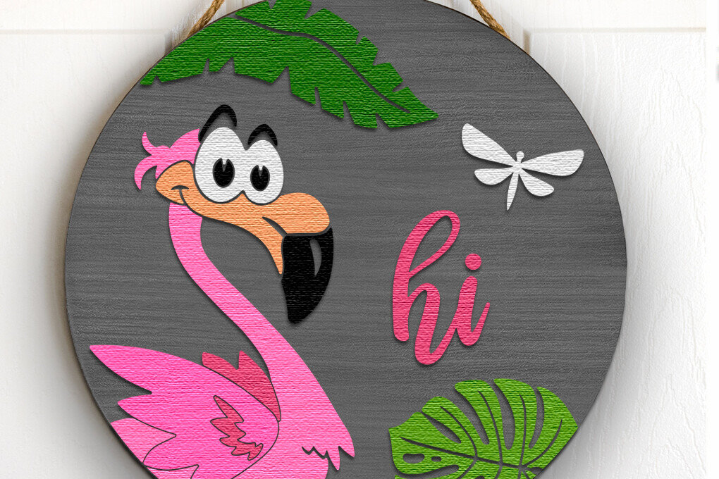 Intra απο ξύλο plywood 3mm-4mm πάχος - Flamingo , κομμένο  καλοκαιρινής πινακίδας πόρτας Δίασταση 30x20 cm INTRAFABR-118223289