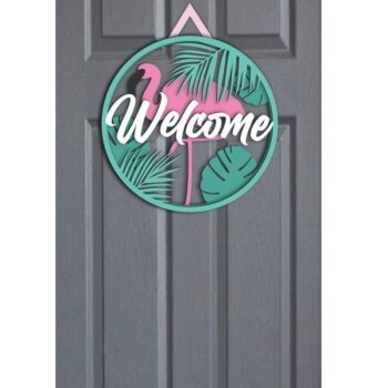 Intra απο ξύλο plywood 3mm-4mm πάχος - Σημάδι καλωσορίσματος Flamingo Δίασταση 20x20 cm INTRAFABR-32035487 - Image 2