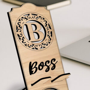 Intra απο ξύλο plywood 3mm-4mm πάχος - Υποδοχή τηλεφώνου Fleur-de-lis Letter B  Δίασταση 20x20 cm INTRAFABR-122976493