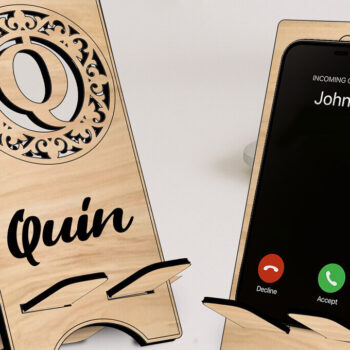 Intra απο ξύλο plywood 3mm-4mm πάχος - Fleur-de-lis Letter Q Holder Phone Δίασταση 20x20 cm INTRAFABR-123036481 - Image 2