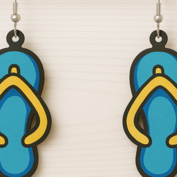 Intra απο ξύλο plywood 3mm-4mm πάχος - Σκουλαρίκια Flip Flop Summer  Δίασταση 3x3 cm INTRAFABR-123080605 - Image 1