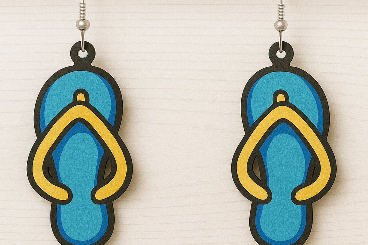 Intra απο ξύλο plywood 3mm-4mm πάχος - Σκουλαρίκια Flip Flop Summer  Δίασταση 3x3 cm INTRAFABR-123080605