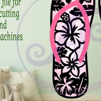 Intra απο ξύλο plywood 3mm-4mm πάχος - Πινακίδα Flip Flop Tropical Flowers Layered Δίασταση 40x50 cm INTRAFABR-111088489 - Image 4