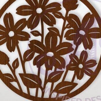 Intra απο ξύλο plywood 3mm-4mm πάχος - Floral 6 Πέταλα Λουλούδι επιγραφή,  Δίασταση 40x50 cm INTRAFABR-114973160 - Image 1