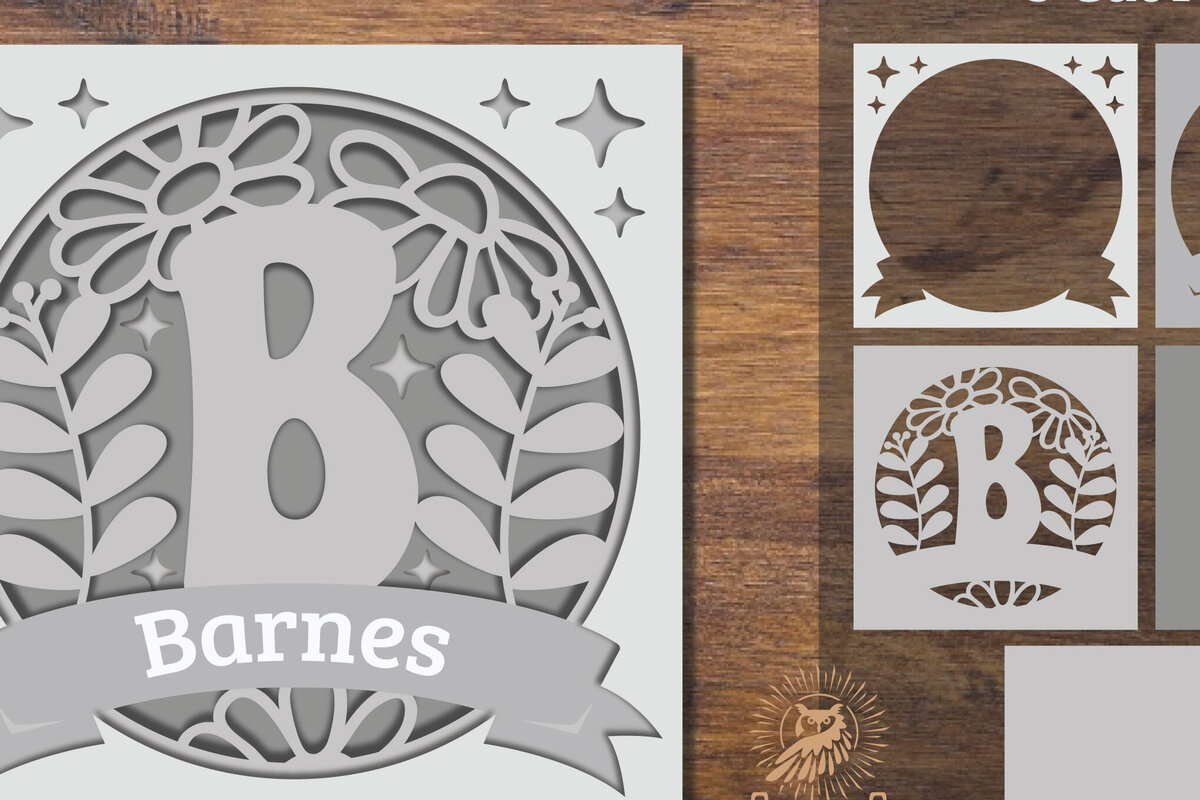 Intra απο ξύλο plywood 3mm-4mm πάχος - Floral Alphabet Shadow Box - Γράμμα Β Δίασταση 25x25 cm INTRAFABR-92886180