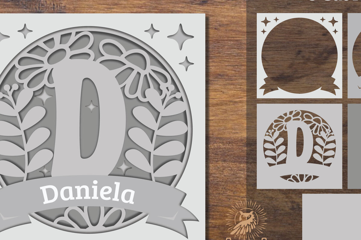 Intra απο ξύλο plywood 3mm-4mm πάχος - Floral Alphabet Shadow Box - Letter D Δίασταση 25x25 cm INTRAFABR-92886320