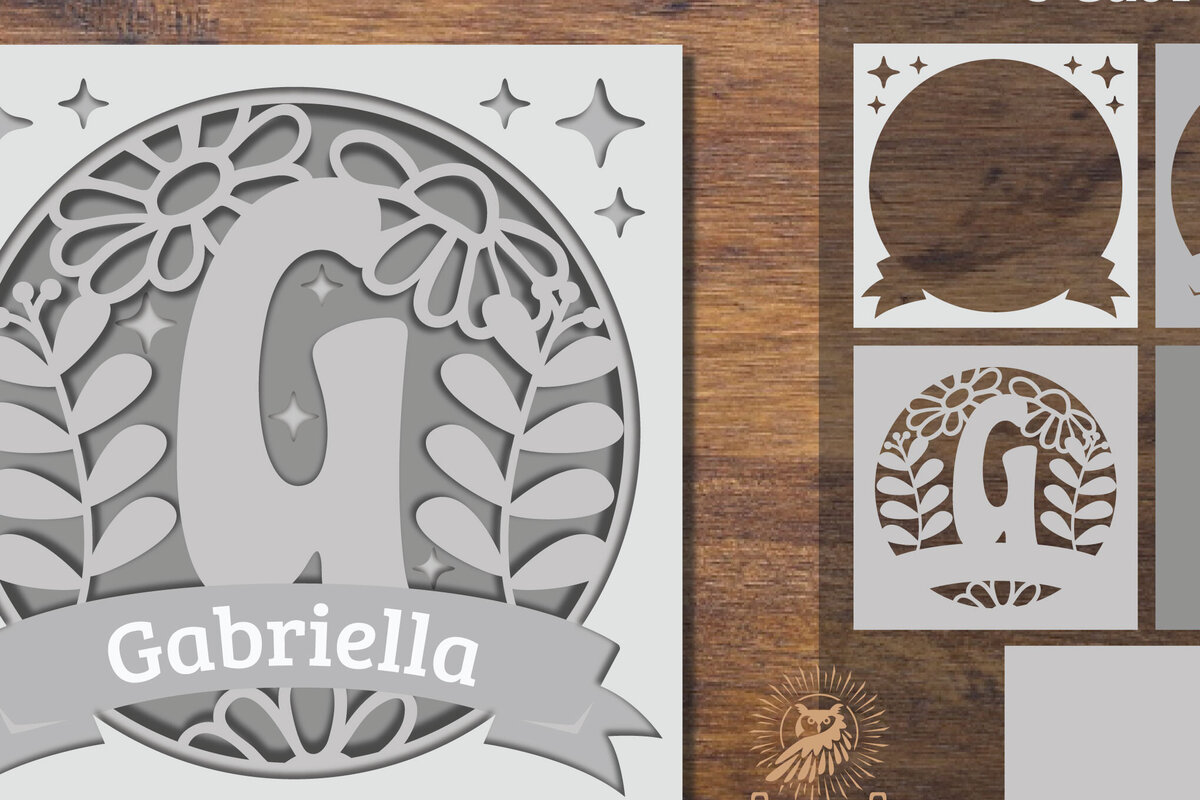 Intra απο ξύλο plywood 3mm-4mm πάχος - Floral Alphabet Shadow Box - Letter G Δίασταση 25x25 cm INTRAFABR-92886516