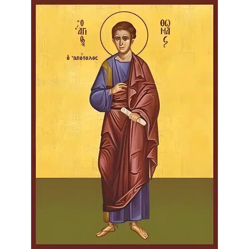 Εικόνα Ορθοδοξίας με περίγραμμα χρυσό σε ξύλο Φλαμουρίας  με  βάση Εικόνα ΑΓΙΟΣ ΑΠΟΣΤΟΛΟΣ ΘΩΜΑΣ, ΟΛΟΣΩΜΟΣ Χειροποίητη Ελληνορθόδοξη εικόνα του Ιησού Χριστού, Κρεμαστή πλάκα βυζαντινής τέχνης, χριστιανική τέχνη Διάσταση 40x30 cm (10,2x7,9 ίντσες)  INTRAEK-1447757865073